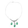 Art Deco 14k Gold Jade Diamond Necklace