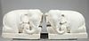CHINESE ELEPHANT CARVED-MARBLE PAIR OF TEMPLE STATUES,