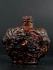 Chinese Carved Amber Snuff Bottle 中国琥珀鼻烟壶