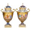 PAIR OF ROYAL VIENNA PORCELAIN COVERED URNS