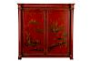 Red Chinoiserie Decorated Two Door Cabinet