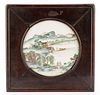 Fine Chinese Framed Round Porcelain Plaque
