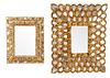Two Imbricated Giltwood Cushion Mirrors