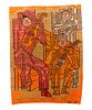 Hand Woven Cubist Style Figural Rug or Tapestry