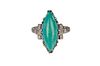 Art Deco 18k Gold, Turquoise & Diamond Ring