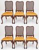 Queen Anne Style Caned Dining Chairs, 6