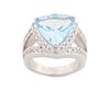 Ladies 14k White Gold, Blue Topaz, & Diamond Ring