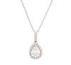 Ladies 14k White Gold & Diamond Teardrop Necklace