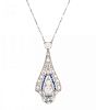 Art Deco Platinum, Diamond, & Sapphire Necklace
