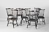 Set of Eight Black-painted Windsor Fan-back Side Chairs