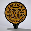 Cast Iron Railroad Mail Bag Sign and Bracket