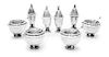 A Set of Four Danish Silver Casters and Four Matching Salts, No 236, Georg Jensen Silversmithy, Copenhagen, 1925-29, designed by