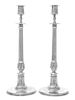 A Pair of Danish Silver Candlesticks, Assay Master Simon Groth, Copenhagen, 1864, on flat circular bases with gadrooned borders,