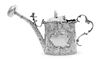 * A Dutch Silver Watering Can, Maker's Mark ABI, Circa 1910, the oval body chased on both sides with rococo cartouches flanked b