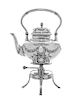 * A German Silver Kettle on Lampstand, H. Scharer, Early 20th Century, globular form chased with ribbon tied laurel swags, the c