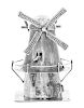 A Continental Silver Windmill Spice Tower, 19th Century and Later, in the form of a windmill on a square base, with a figure of