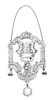 An American Silver Torah Shield, 20th Century, of cartouche form, the applied border with rococo scrolls spaced by laurel-wrappe