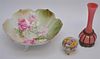 3 Pc RS PRUSSIA - VICTORIAN PINK GLASS - CHINTZ