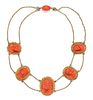 A Yellow Gold and Coral Festoon Necklace, 27.20 dwts.