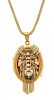 A Bicolor Gold and Diamond Locket Pendant on Chain, 29.50 dwts.