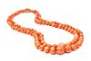 A Double Strand Coral Bead Necklace,