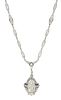 An Art Deco Platinum, Diamond and Emerald Lavaliere Necklace, 5.70 dwts.