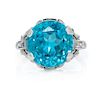 An Art Deco Platinum, Blue Zircon, White Sapphire and Diamond Ring, 4.40 dwts.