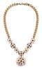 A Retro Yellow Gold, Moonstone, and Sapphire Convertible Necklace, Wordley, Allsopp & Bliss, 59.50 dwts.