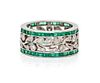 A Platinum, Emerald and Diamond Eternity Band, 7.10 dwts.