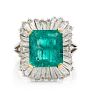 A White Gold, Emerald, and Diamond Ballerina Ring, 4.50 dwts.