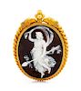 An 18 Karat Yellow Gold and Agate Bacchante Maiden Cameo Pendant/Brooch, 20.10 dwts.