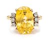 An 18 Karat Yellow Gold, Unheated Ceylon Yellow Sapphire and Diamond Ring, 5.50 dwts.