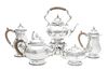 * A George V Five-Piece Silver Tea and Coffee Set, Crichton Brothers, London, 1913, comprising a teapot, coffee pot, kettle on l