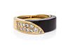 A Yellow Gold, Onyx and Diamond Ring, 2.60 dwts.