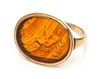 * A Rose Gold and Citrine Hermaphrodite Intaglio Ring, 5.80 dwts.