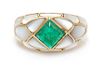 An 18 Karat Yellow Gold, Emerald and Mother-of-Pearl Ring, French, 9.00 dwts.