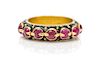 A High Karat Yellow Gold, Ruby and Enamel Band, 4.80 dwts.