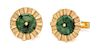 A Pair of Yellow Gold and Jade Cufflinks, 10.20 dwts.