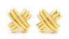 A Pair of 18 Karat Yellow Gold "Signature" Earclips, Tiffany & Co., 10.00 dwts.
