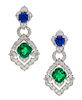 An Important Pair of Platinum, Emerald, Sapphire and Diamond "Victoria" Earclips, Cartier, Circa 2008, 16.00 dwts.
