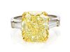 A Platinum, Yellow Gold, Fancy Yellow Diamond and Diamond Ring, Graff, 4.40 dwts.