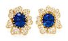 * A Fine Pair of 18 Karat Yellow Gold, Unheated Sapphire and Diamond Earclips, Julius Cohen, 14.70 dwts.