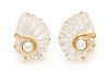 A Pair of 18 Karat Yellow Gold, Rock Crystal, Cultured Pearl and Mother-of-Pearl Earclips, Trianon, 15.90 dwts.