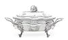 A George II Silver Soup Tureen and Cover, George Methuen, London, 1758, of bombe oval form with gadrooned borders, raised on fou
