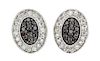 A Pair of 18 Karat White Gold, Diamond and Black Diamond "Celtic Noir" Earrings, Charriol, 2.70 dwts.