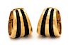 A Pair of 18 Karat Yellow Gold and Enamel Hoop Earrings, 17.10 dwts