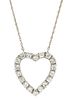 A White Gold and Diamond Open Heart Necklace 2.40 dwts.