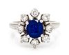 A Platinum, Sapphire and Diamond Ring, 4.90 dwts.