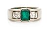 * A Platinum, Emerald and Diamond Ring, 6.00 dwts.