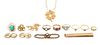 A Collection of Yellow Gold and Gold Filled Jewelry and Accessories, 32.40 dwts